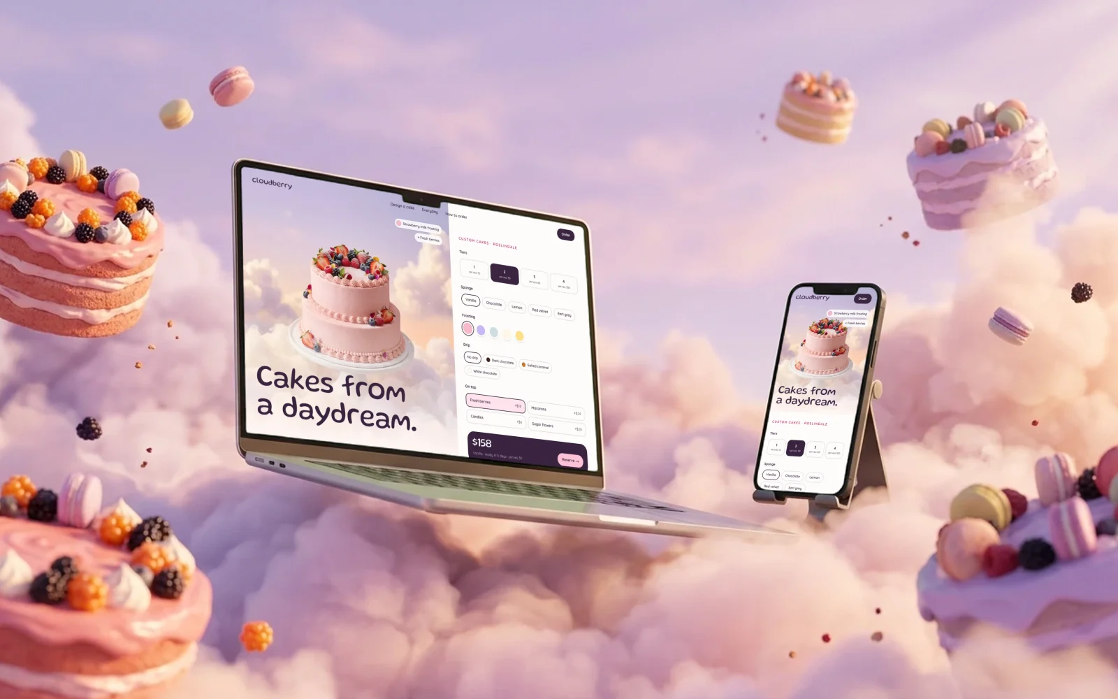 Cloudberry Cake Studio: concept site mockup