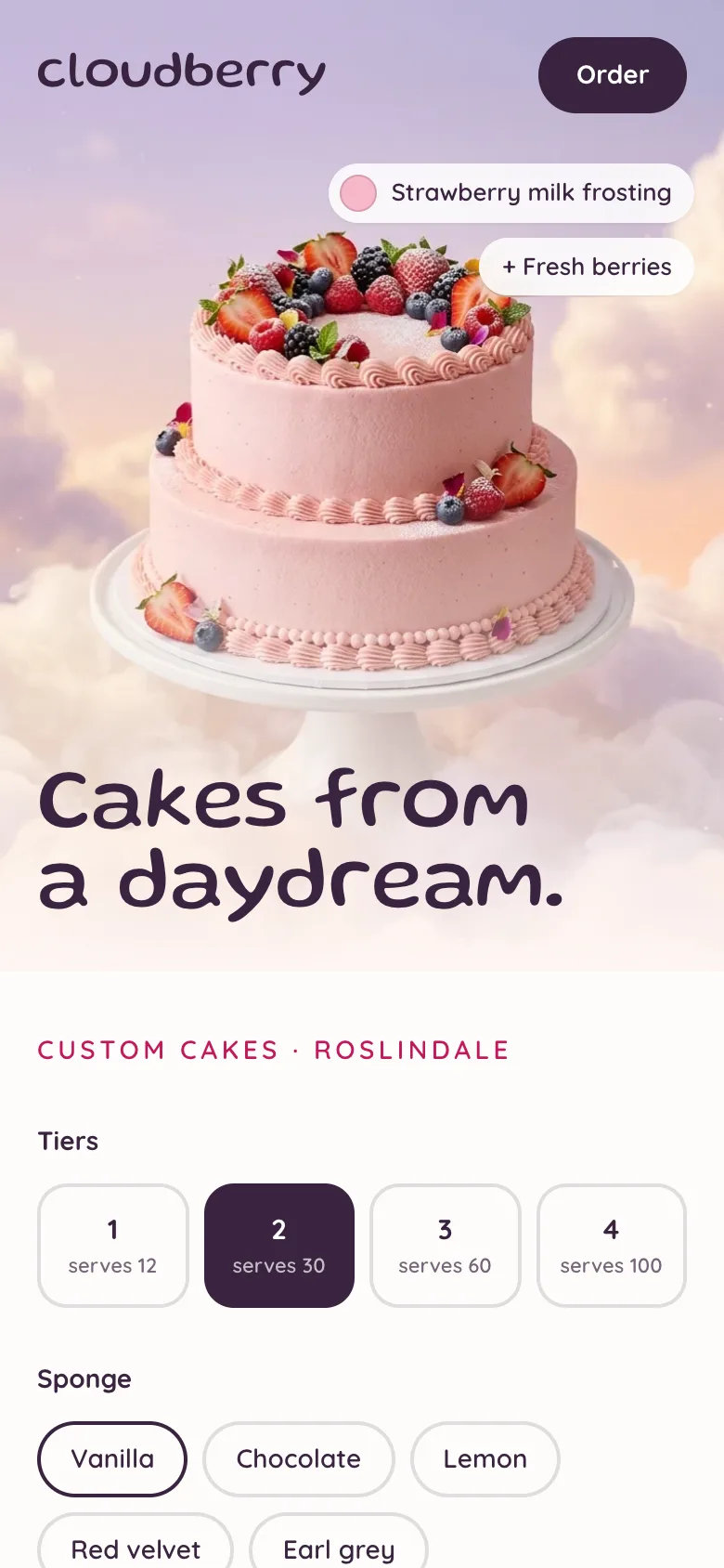 Cloudberry Cake Studio concept on a phone