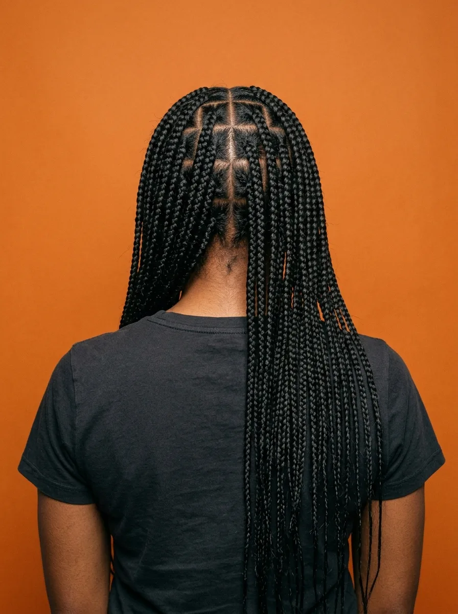 Knotless Box Braids, from the back