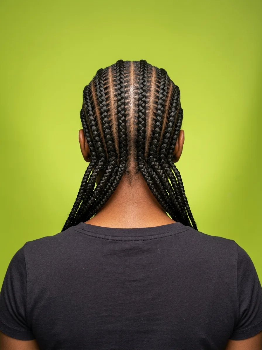Stitch Cornrows, from the back