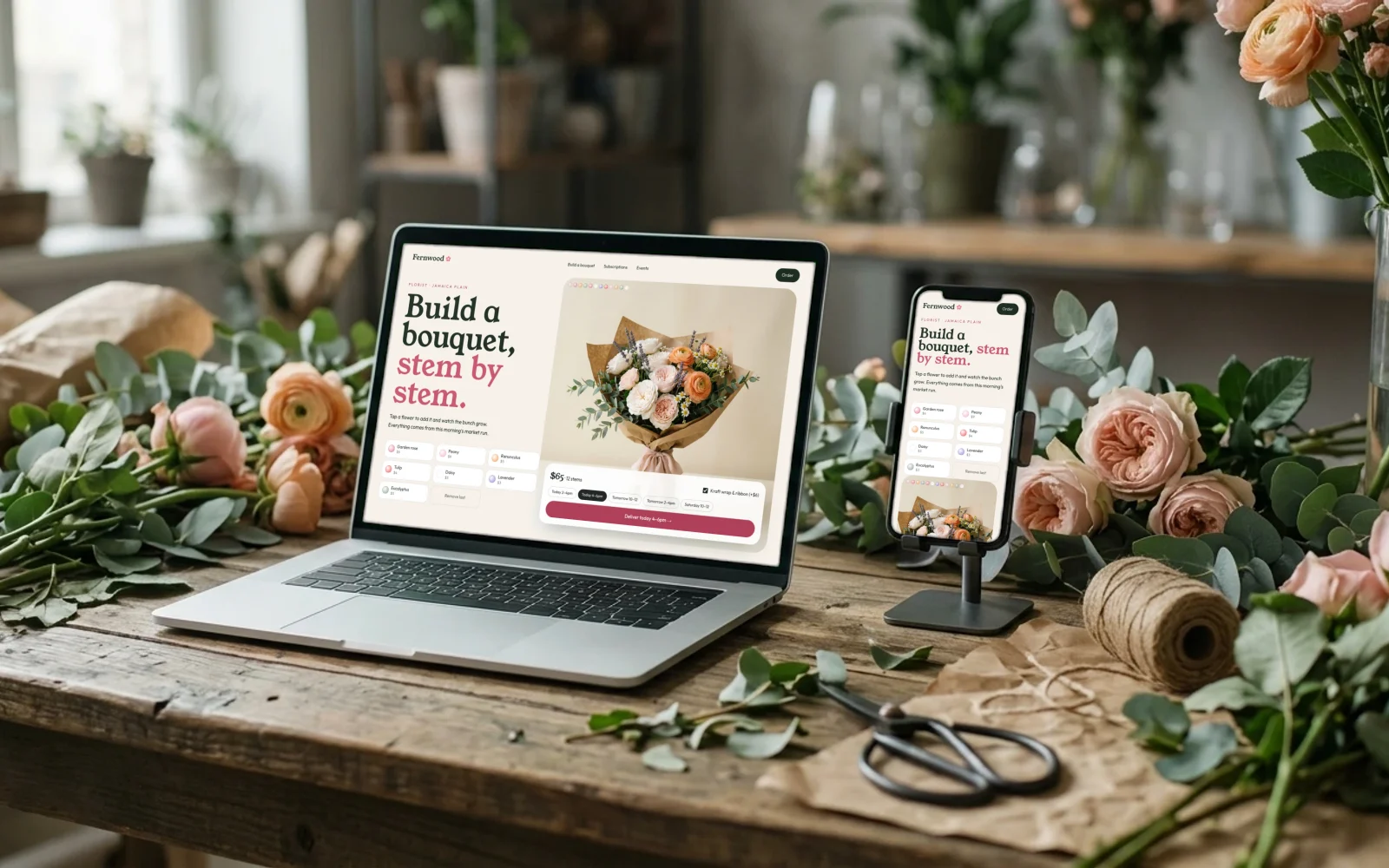 Fernwood Flower Room: concept site mockup