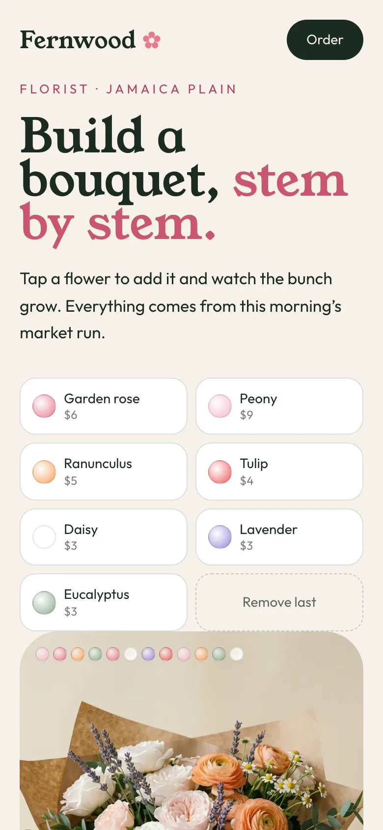 Fernwood Flower Room concept on a phone