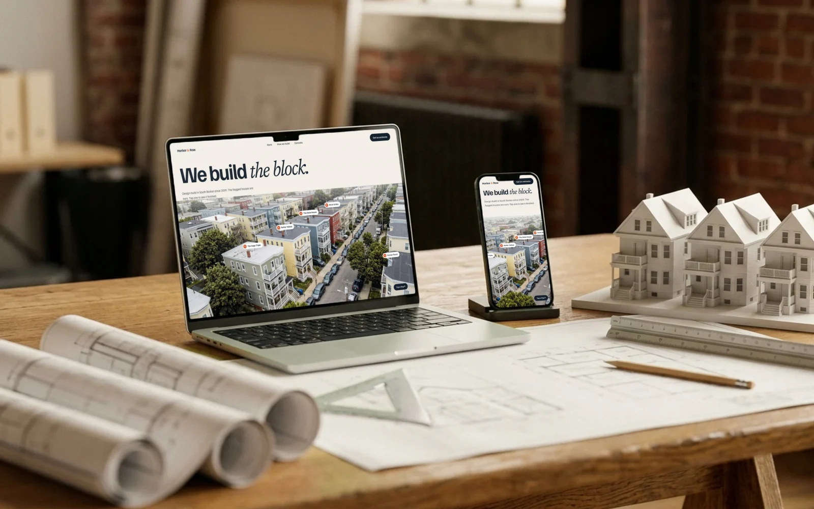 Harbor & Row Builders: concept site mockup
