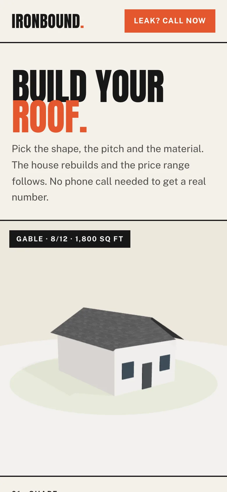 Ironbound Roofing concept on a phone