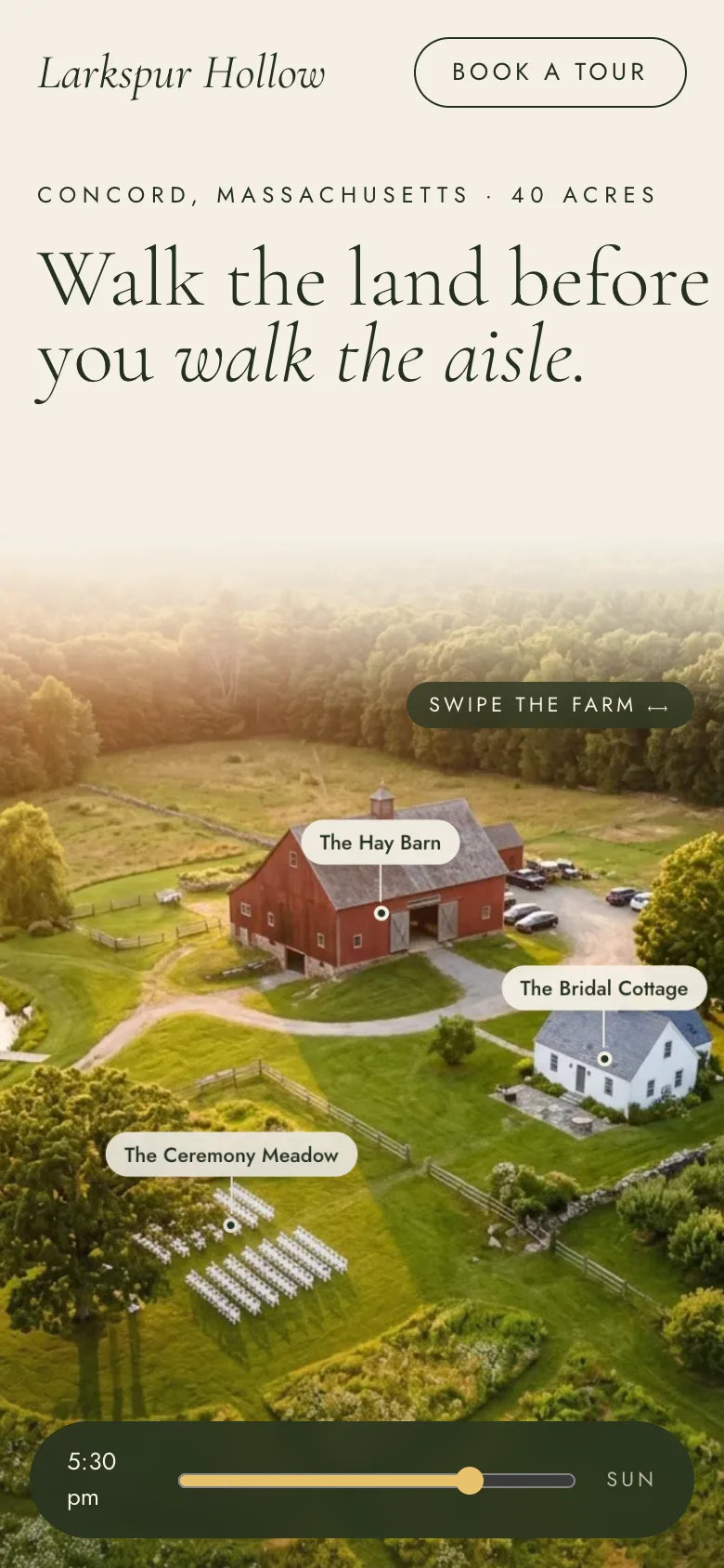 Larkspur Hollow Farm concept on a phone