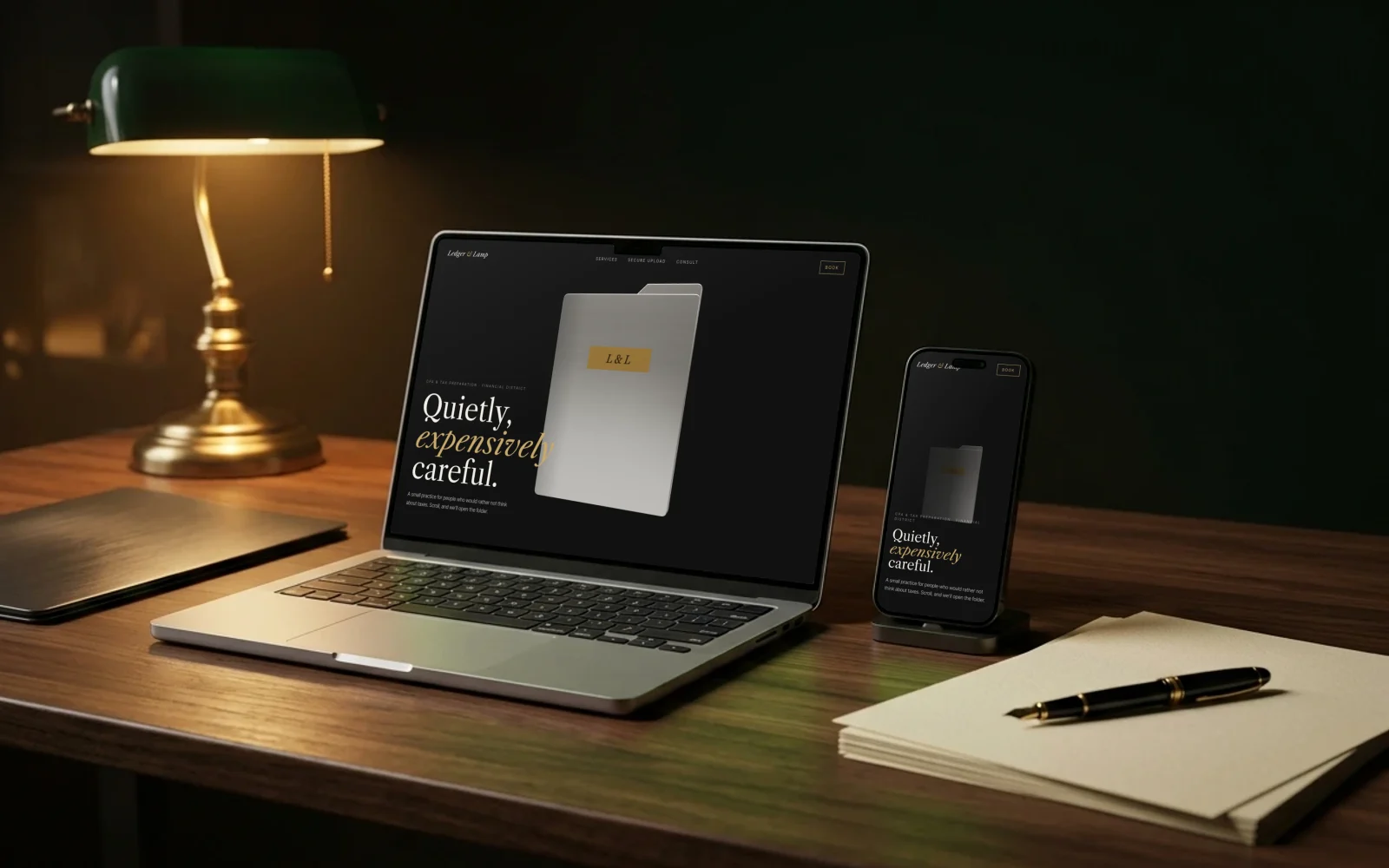 Ledger & Lamp Tax Co.: concept site mockup