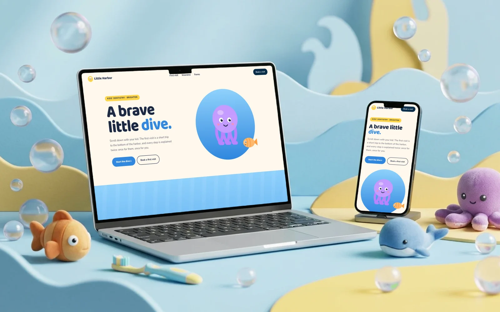 Little Harbor Kids Dental: concept site mockup