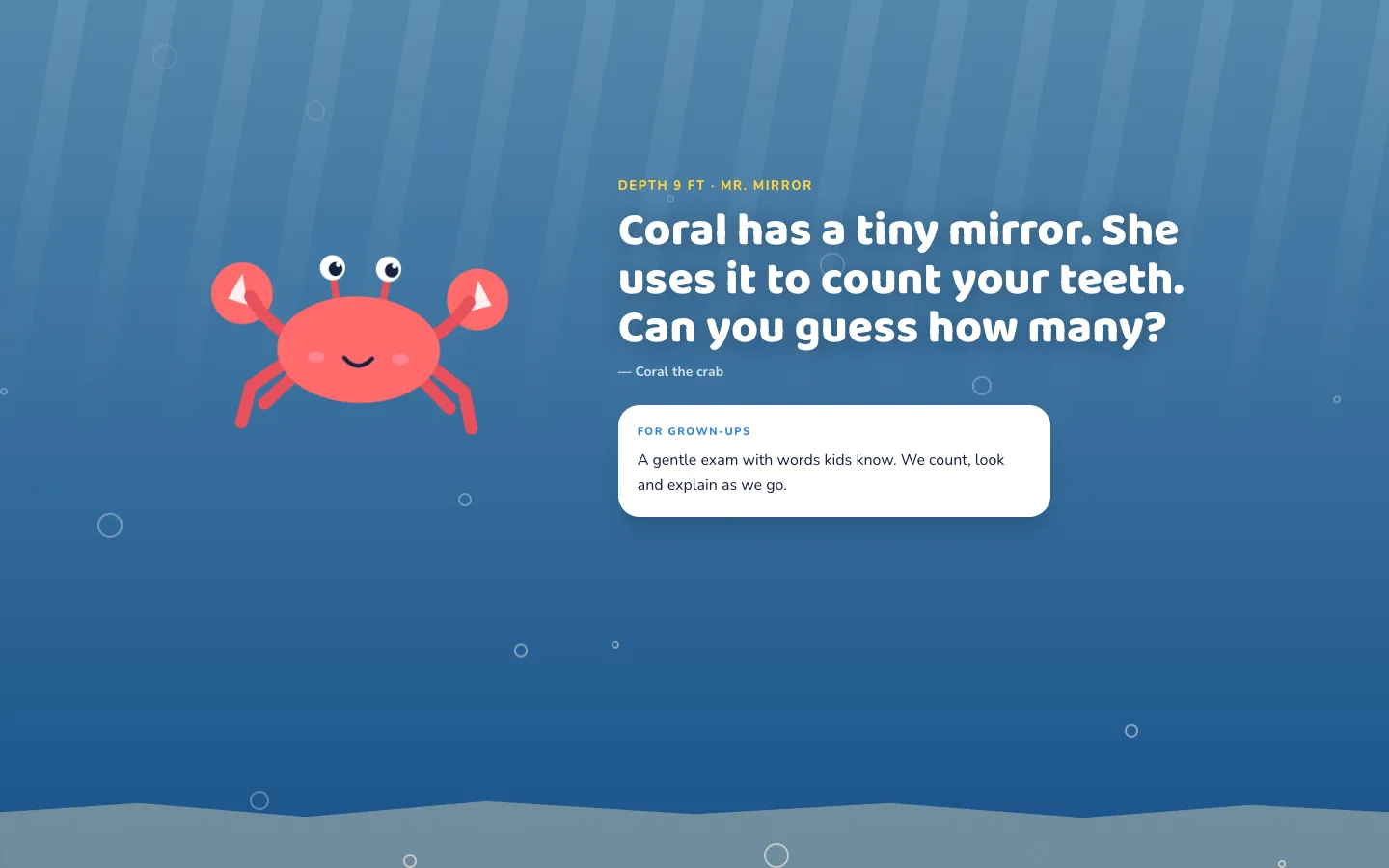 The story dive, from the Little Harbor Kids Dental concept