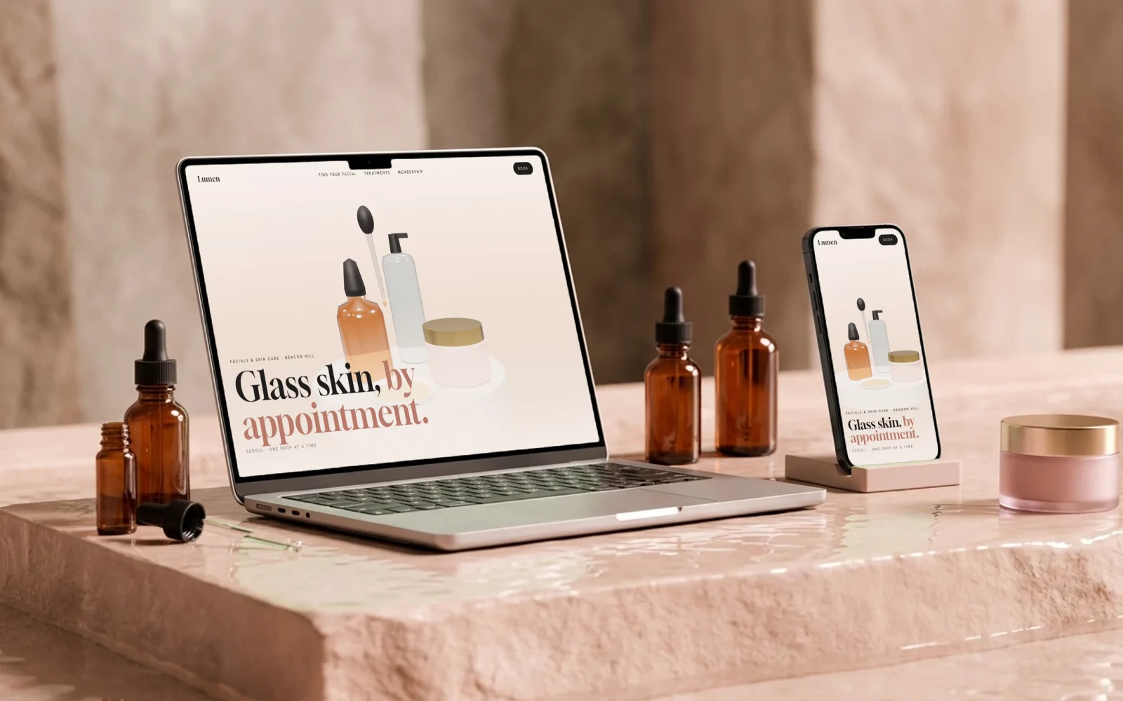 Lumen Skin Studio: concept site mockup
