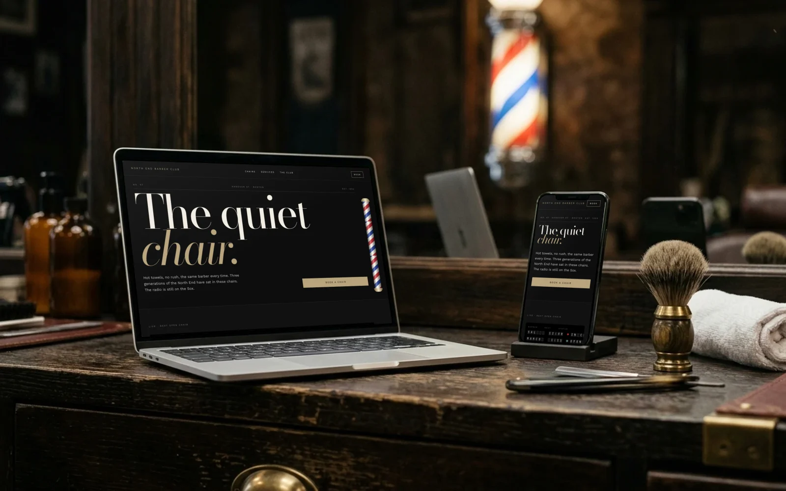 North End Barber Club: concept site mockup