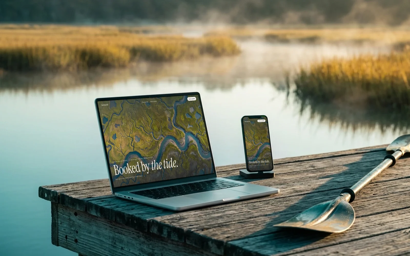 Saltmarsh Kayak Tours: concept site mockup