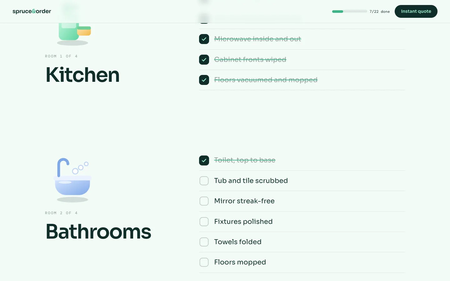 Self-ticking checklist, from the Spruce & Order Cleaning concept