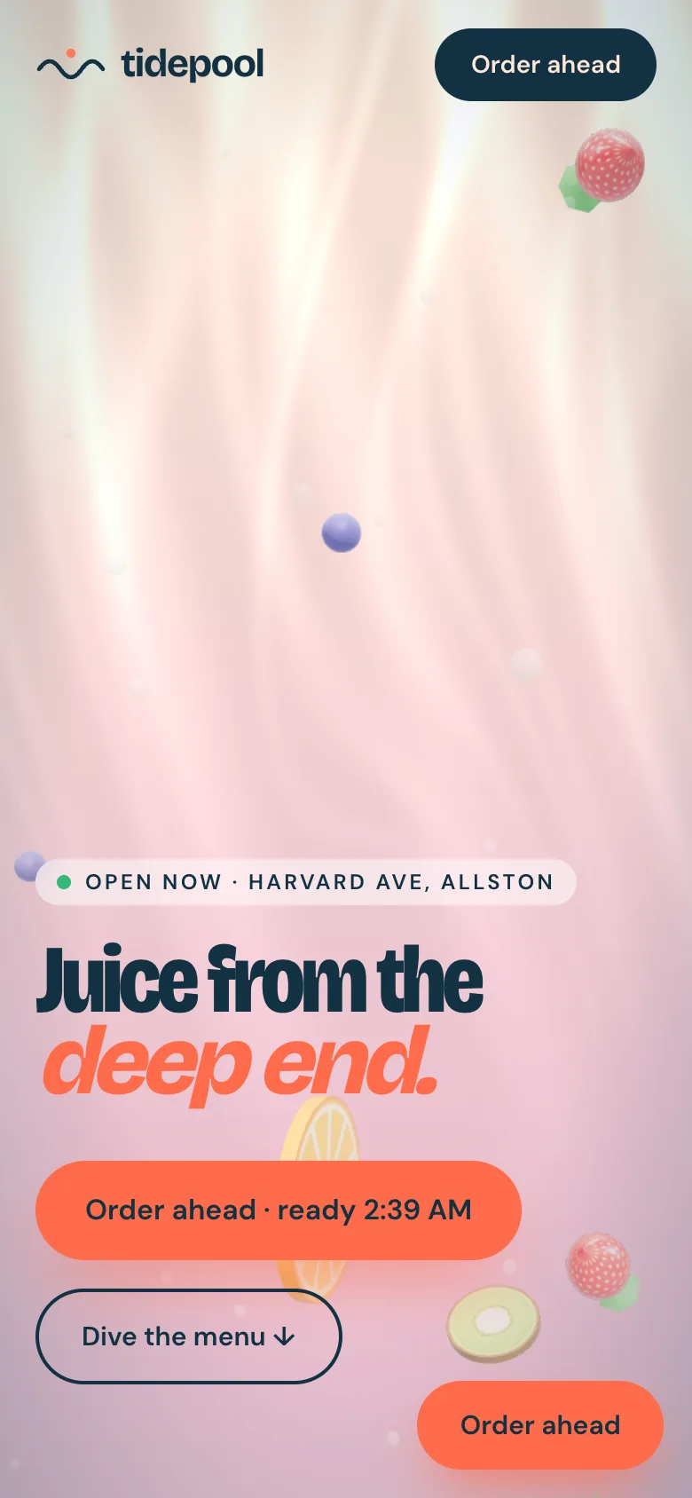 Tidepool Juice Co. concept on a phone